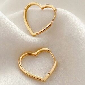 14K Gold Plated Heart Huggie Earrings | Waterproof & Tarnish-Free